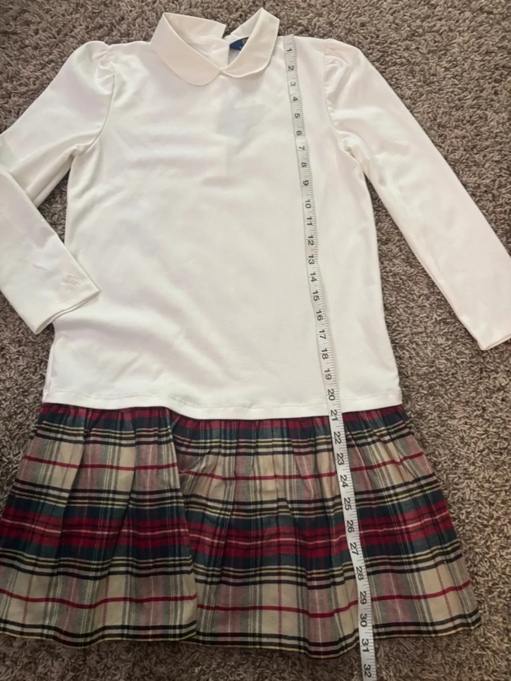 Ralph Lauren White Top with Red & Green Plaid Skirt Girls Dress